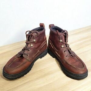Justin Boots Womens Brown 4 Chukka Ankle Lace-Up Leather Riding Ranch Cowgirl